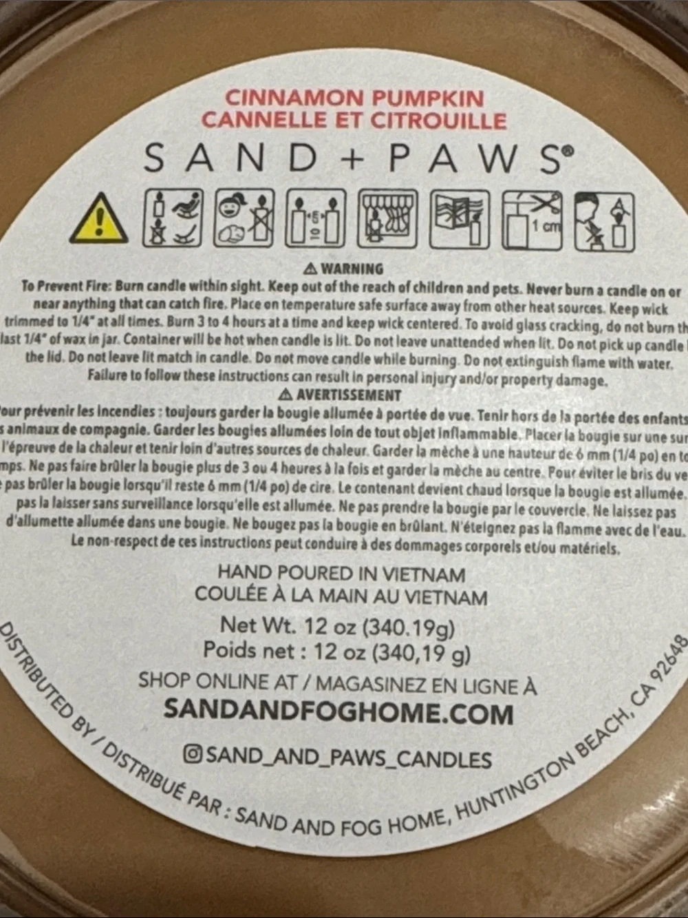 SAND + PAWS Two Wick Odor Neutralizing Scented Candle 12 Oz $28 Retail NEW